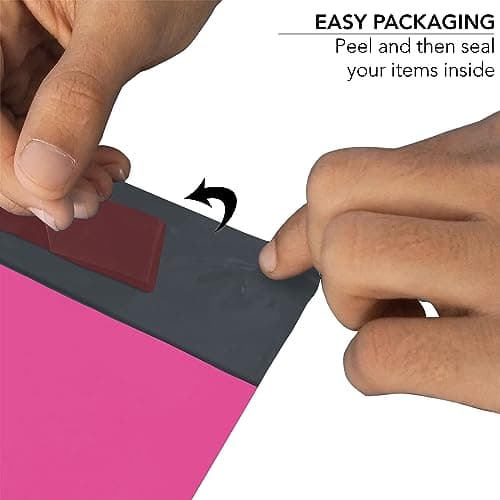 60 Mixed Mailing Postal Self-Seal Closure Plastic Bags - Envelopes for Posting Clothes, Postal, Packaging, Shipping Bags - Tempered Proof, Secure Medium Postage Bags - Mixed Sizes Hot Pink — view 2