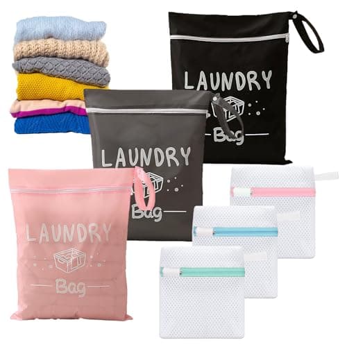 3 Pcs Durable Travel Laundry Bag with 3 Detergent Pod Bags,Small Laundry Bag with Handle & Zipper for Travelling,Gym,Camping