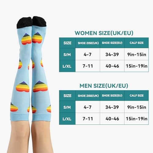 BISOUSOX 4 Pairs Compression Socks for Women Men Flying 15-20 mmHg Flight Socks for Men Women Knee-High Ladies Flight Socks Sport Running Socks Pregnancy Compression Stockings Gift for Pregnant Woman — view 2