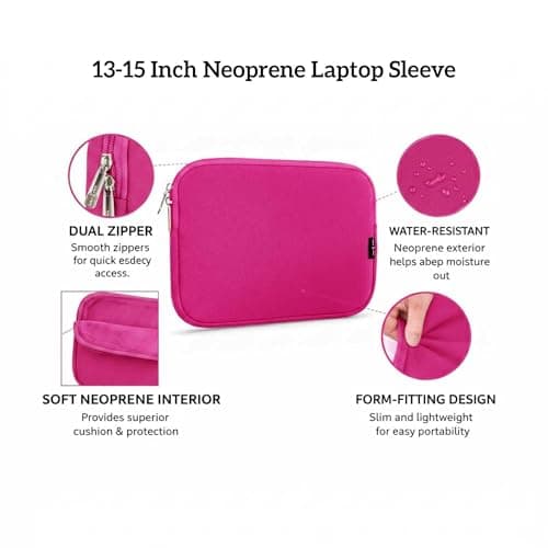 Emartbuy Hot Pink Neoprene Laptop Sleeve 13-15 Inch — view 2