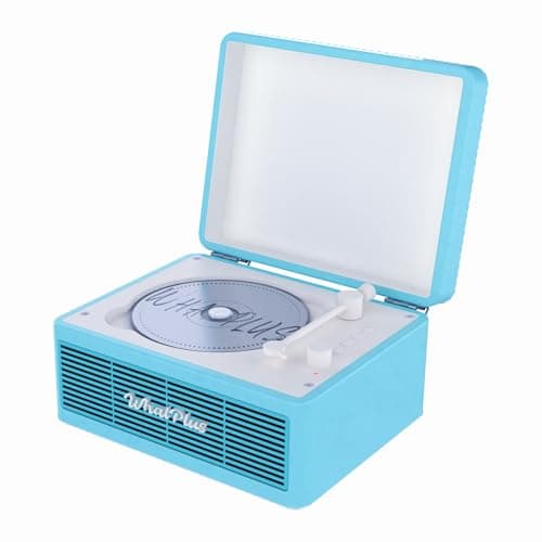 WhatPlus Portable CD Player with Bluetooth and Speakers, Light Blue