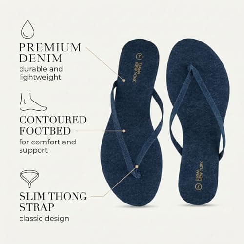 EMMA NEW YORK Women's Flip-Flops, Dk Denim, 5.5 UK — view 5