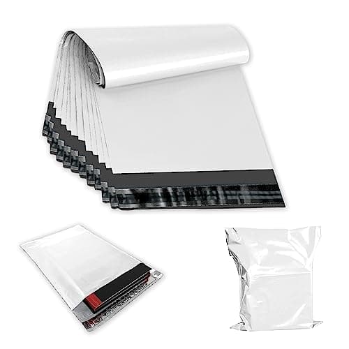 JeeJaan® 50 Pcs White Postage Bags 12x16 Poly Mailers 305 x 405 mm Parcel Bags Envelope Courier Shipping Mailers Waterproof and Tear-Proof Postal Courier Mailer