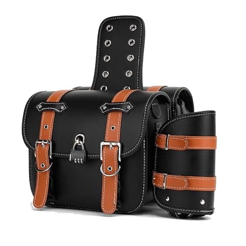 Motorcycle Saddle Bags PU Leather Waterproof, Moto Bag 20L Large Capacity, Motorcycle Tail Bags Combination Lock, Universal Moto Luggage 1 Pair Side Bag(B,33x13x25cm)
