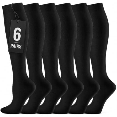 CAMBIVO 6 Pairs Compression Socks, 15-20mmHg for Work & Travel