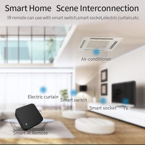 Hosrivae Smart WiFi Infrared Blaster Remote Controller for tuya App Supported 38KHz 8M Range Voice & DIY Learning Control For Indoor TV AC Fan(B) — view 5