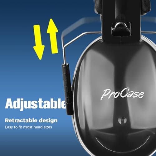 ProCase Adult Ear Defenders, 32db Noise Cancelling Headphones Autism Ear Protectors Adjustable Hearing Protection Safety Ear Muffs for Sleeping Construction Shooting Machinery Work Mowing -Black — view 3
