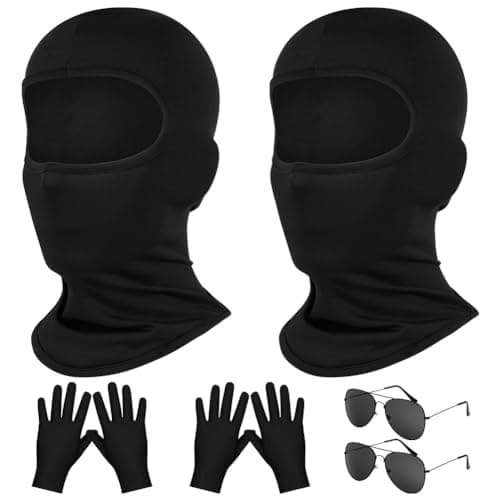 Alaoo Ski Face Mask for Men Women, 6Pcs Ski Face Mask UV Protector Masks with Gloves Sunglasses, Motorcycle Cycling Neck Warmer for Helmet for Skiing, Snowboarding, Motorcycle Wind Protection