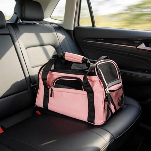 Minifactory Soft-Sided Pet Carrier Bag for Cats & Small Dogs – Foldable Travel Carrier with Breathable Mesh, 4 Storage Pockets, Removable Comfort Pad, Airline Approved (Pink, S) — view 4