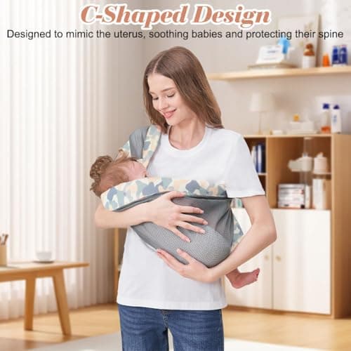 AUYAO Baby Sling Carrier Portable Toddler Sling Thick Shoulder Strap 3D Mesh Wrap Sling Wrap Baby Carrier Adjustable Baby Hip Sling Carrier for Newborn Up to 0-36 Month(Camouflage Pattern) — view 6