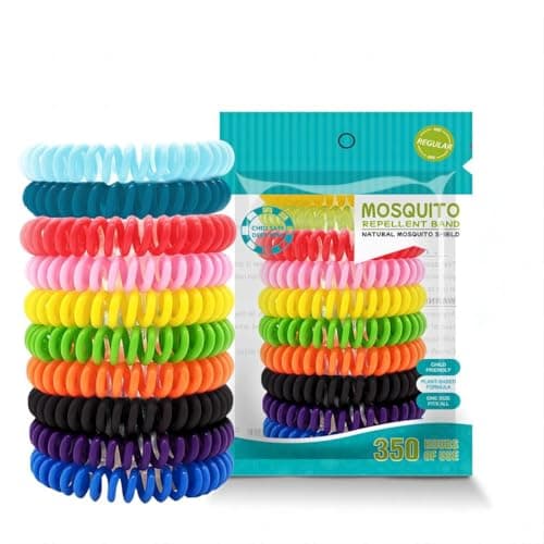 Mosquito Repellent Bracelets 10-Pack - Natural DEET-Free Wristbands for Adults & Kids, 350-Hour Protection - Waterproof & Adjustable, Ideal for Travel, Camping, Hiking (Assorted Colors)