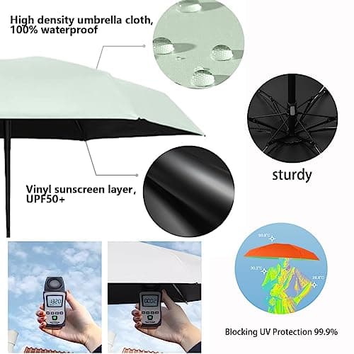 Mini Sun Travel Umbrella Ring handle Coating Layer Fabric Blocking/anti UPF 50 UV Protection 99.9% Compact Folding Purse Umbrella/Lightweight Small Portable Backpack/Rain Sun/Men Women Kids — view 4
