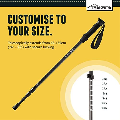 Trekrite Telescopic Walking Poles Set, Collapsible Hiking Poles, 3-Section Anti Shock Trekking Sticks for Men & Women - Adjustable Hiking Sticks with Accessories from a UK Based Company - Black — view 5