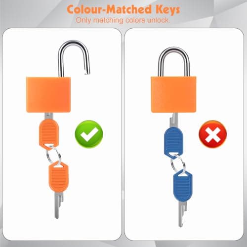 Suitcase Lock with Key 3 Pack Small Travel Padlocks for Luggage Gym Locker School Locker Backpack Diary Cabinet Colour Coded Portable Locks with Keys — view 6