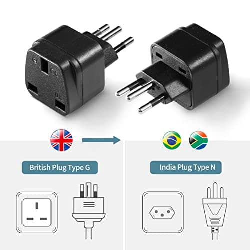 LUKELI 4 Pack UK to BRAZIL Plug Adapter Travel Plug to Brazil UK to Brazilian 3 pin plug Converter Power Adapter for BRAZIL and PARTS of South Africa (Black 4 Pack) — view 3
