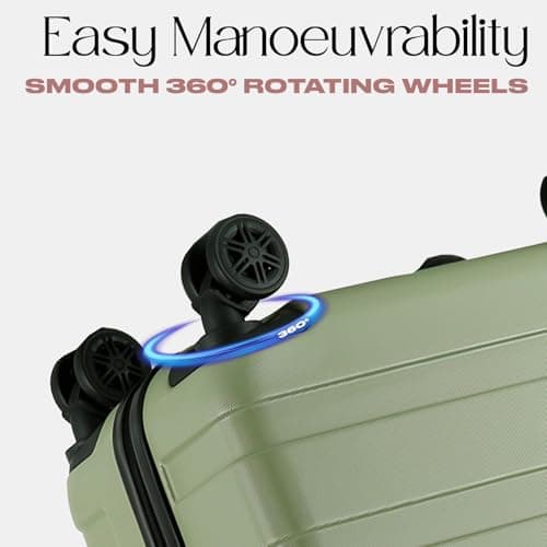 OHS Suitcases Set of 3, Hardshell Luggage Sets with 4 Wheels Lightweight Durable Adjustable Handles Easy to Carry - Cabin Luggage, Suitcase Medium, Suitcase Large - Olive Green — view 3