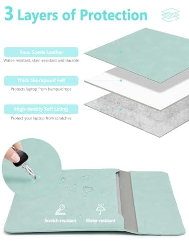 HYZUO 13 Inch Laptop Case Sleeve with Stand for MacBook Air, Mint Green — view 3