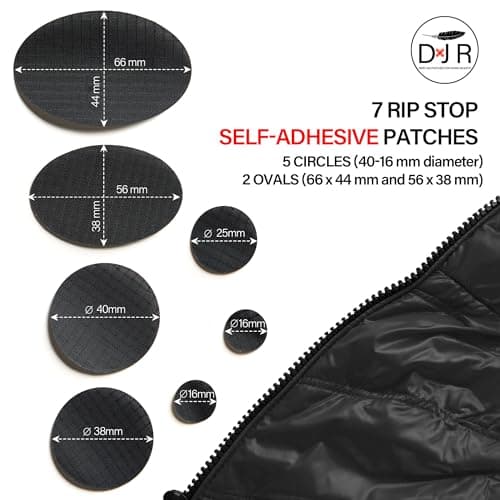 Self‑Adhesive Ripstop Nylon Repair Patch Kit – 30‑Second Fix for Tents, Jackets, Sleeping Bags, Backpacks & Beach Gear – Festival, Camping & Vanlife Essential – 7 Pre‑Cut Patches (Burgundy) — view 3