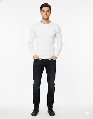 SARIMON Mens Thermal Underwear Vests Long Sleeve Tops, Thermal T-Shirt Warm Size (Medium- White) — view 3