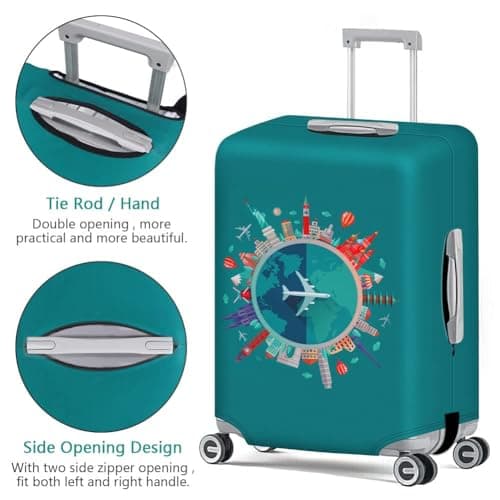 flintronic Travel Luggage Cover Elastic, Luggage Cover, Suitcase Cover, 29-32 Inch Suitcase Protective Cover, with Luggage Tag*1 (XL, Green-Plane) — view 4