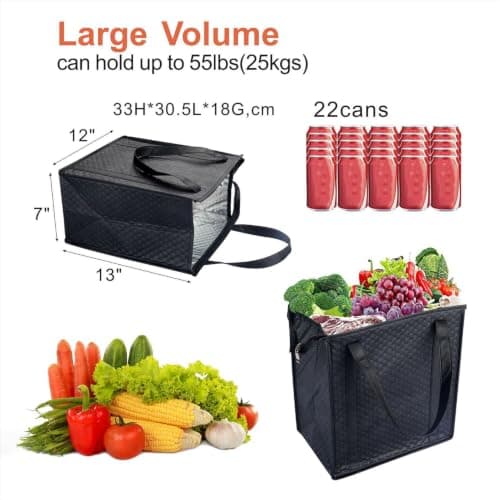 2 Pack Large Lunch Bag, Portable Leakproof Thermal Picnic Bag 30x18x33cm — view 2