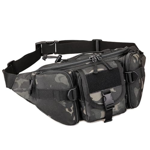 Huntvp Tactical Bumbag Waist Bag Military Waist Pack Bum Bags for Men and Women, Camo Bum Bag Belt Bags for Outdoors Walking Running Hiking Camping Climbing Trekking (Camo-l)