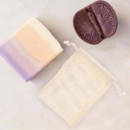 KALLORY 5pcs Soap Pouches Set Cotton and Linen Portable and Easy for Storage Shower Supplies Soap Bag with Drawstring for Traveling — view 4