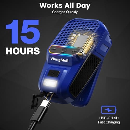 Wearable Bluetooth Speaker, Clip-On Portable Speaker with Built-in Mics Hands-Free Music and Calls for Hiking/Biking, Portable Bluetooth Speakers with LED Light, 15H Battery Life Speakers(Blue) — view 5