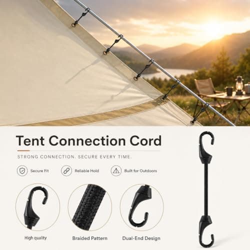 12-Piece Short Bungee Cords with Hooks, Bungee Cords with Hooks 4 Inch, Small Bungee Straps for Tents, Bike Luggage Securing and Daily Home Storage — view 3