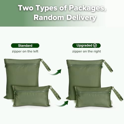 haakaa Waterproof Wet Bags for Baby Wet Dry Bags for Cloth Diaper, Swimsuit & Travel, 2pcs, Olive Green — view 6