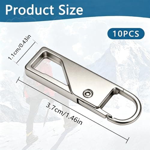 WADUBI Metal Zip Pull Replacement, 10 Pack Replacement Zipper Pulls for Luggage, Suitcase, Backpack, Jacket, Bag, Silver — view 2