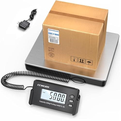 Shipping Scale 440lbs x 1oz Wireless Ultrathin ABS Large Platform Luggage Scale Superlight Postal Scales for Shipping Packages,Post Offices,Luggage,Battery and Adapter — view 5