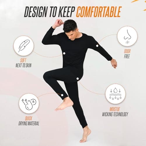 Orbiz Men’s Thermal Underwear Set - Heat-Retaining Long Sleeve Top & Bottoms, Base Layer for Outdoor Activities, Ultimate Warmth Perfect for Winter & Cold Weather (X-Large, Grey) — view 4