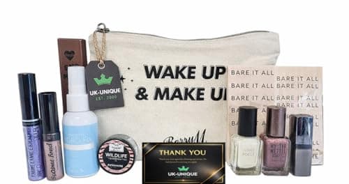 UK-UNIQUE BARRYM Cosmetic Make Up Starter Kit With Storage Bag Portable Travel Make Up Palette Lip Kit Palette, vibrant Nail Polishes, creamy Lipstick, Eyeshadow palette, Blush, Primer, Concealer 9PC