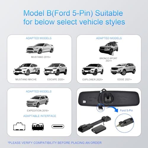 Dashcam Power Adapter Custom for Ford 5 Pin (Model B) for Mustang Mache — view 5