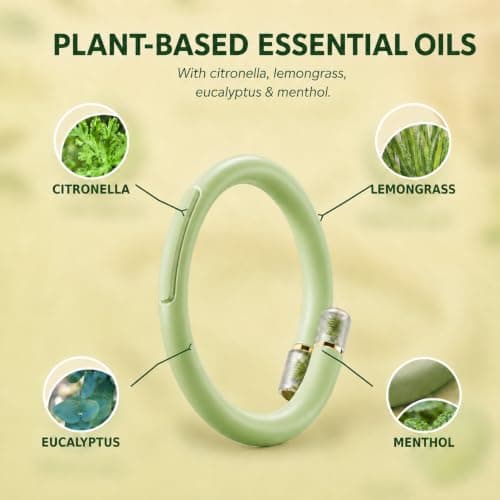 900 Hour Mosquito Repellent Bracelet with 10 Citronella Refills, Waterproof DEET-Free Insect Repellent Wristband, Reusable Anti Mosquito Bracelet for Adults, Kids, Travel, Camping & Garden (Green) — view 5