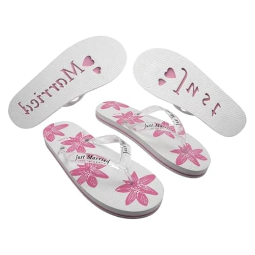 X44X49A Just Married Honeymoon Pair of Flip Flops Ladies UK 3-5 & Mens UK 11-13 — view 2