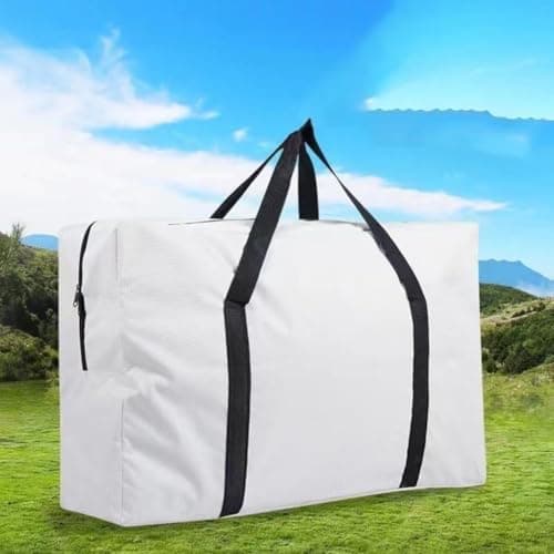 SiSinkal Heavy Duty Camping Storage Bag Waterproof Oxford Fabric Carrier for Folding Table Chair Set Outdoor Equipment Organizer for Travel Fitness and Road Trips(White-XL) — view 3