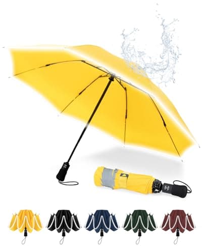 Chakipee Umbrella Windproof Strong Compact Automatic Umbrellas - Umbrella for Men and Women, Portable Folding Umbrella for Travel with Reflective Stripes - Fits Car & Backpack for Wind and Rain