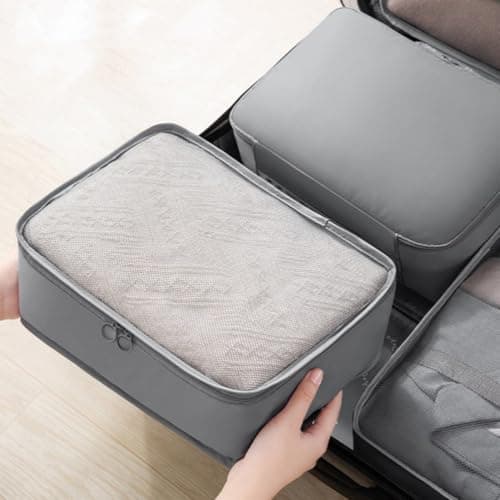 Veemoon Travel Organizer Bags Set of 7 Portable Oxford Cloth Packing Cubes Convenient Zipper and Easy Opening for Camping and Hiking Lightweight Clothing and Shoe Storage — view 4
