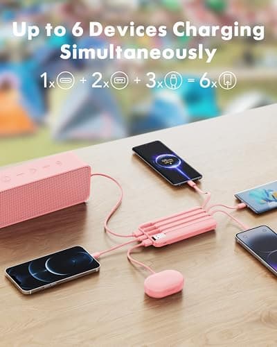 Charmast Power Bank with Built in Cables X 4, 10000mAh Portable Charger — view 3