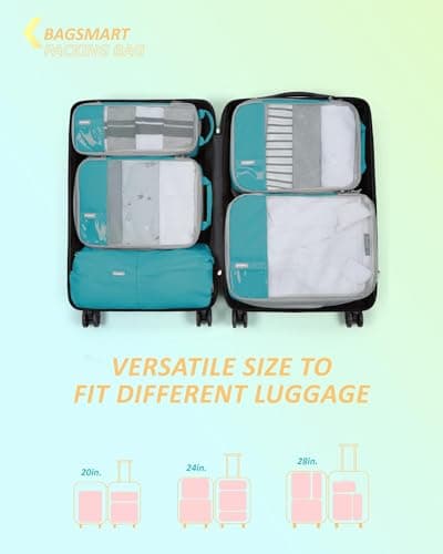 BAGSMART 6pcs Compression Travel Packing Cubes for Suitcases Backpack — view 3