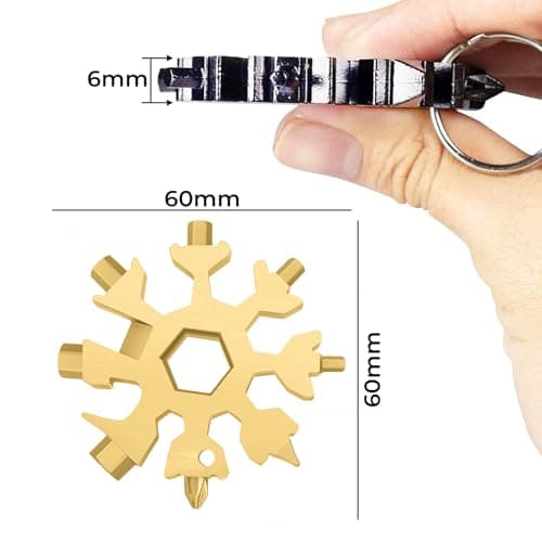 WedDecor Smart Portable 18-in-1 Snowflake Multi Tool with Screwdriver, Wrench, Bottle Opener Combination for Outdoor Travel, Camping, Daily Tool & Keyring, Multifunctional Portable Gadget, Gold — view 2