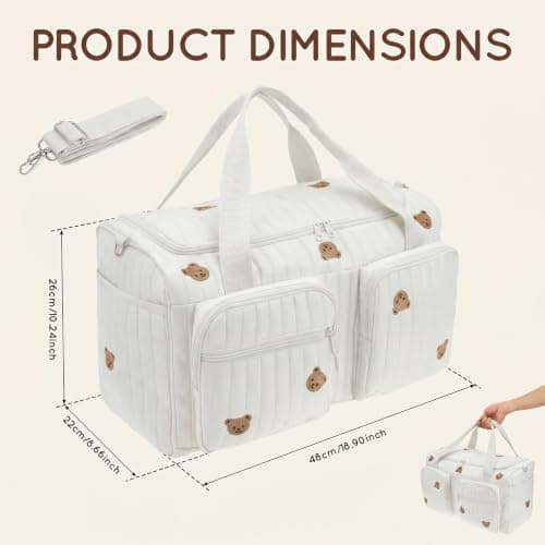 Hospital Maternity Bag, Baby Changing Bags with Shoulder Strap(White Bears) — view 2