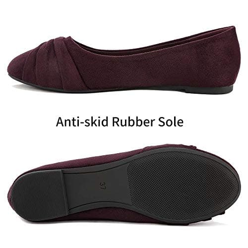 MaxMuxun Women's Ballet Flats Burgundy Size 7 UK — view 5