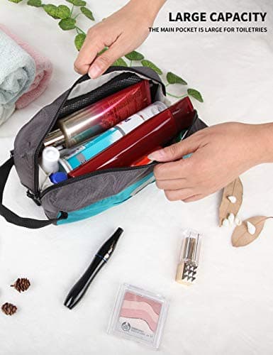 GOX Small Travel Toiletry Bag for Men, Hanging Dopp Kit Organizer with Water-Resistant Nylon, Portable Shower Toiletry Case, Turquoise/Grey, 9.8x4.3x3.4 Inch (Pack of 1), Toiletry Bag for Travel — view 2