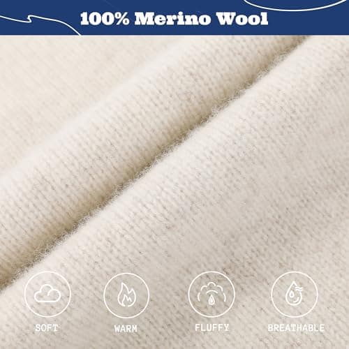 ACUSHLA Merino Wool Balaclava, Hooded Scarf Hat, Warm Winter Knit, Beige — view 5