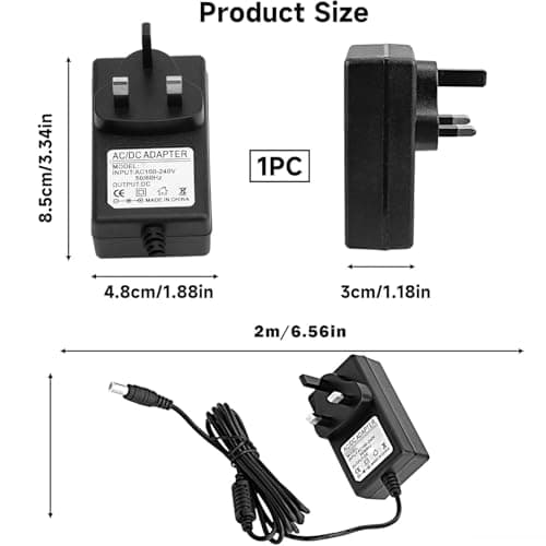 Roberts Radio Mains Adaptor, DC 7.5V 0.8A Switching Adapter for Roberts Play20 FM DAB Radio, Roberts Gemini 45 Gemini 59, Roberts Revival iStream2 Elise/Unologic UK Plug 6 feet Power Cable Lead — view 3