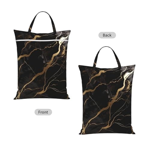 Black Gold Marble Travel Laundry Bag With Handle, 2pcs Large Waterproof Dirty Clothes Bags With Zipper, Foldable Swimsuit Workout Bag Washable Wet Clothes Storage Organizer For Dorm — view 2