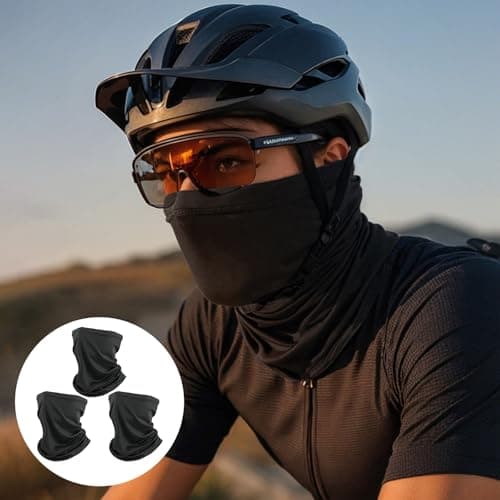 3 Pack Bandana Neck Warmer Ski Snood for Men & Women,Multifunctional Headwear Face Mask,Elastic Windproof Neck Gaiters Headband Snood UV Resistant Ski Mask Black for Outdoors Sports Cycling Hiking — view 6